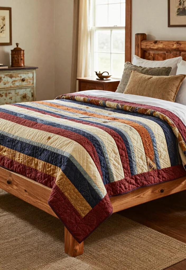 14 Rail Fence Quilt Ideas With Rustic Pattern Charm 13 14 Rail Fence Quilt Ideas With Rustic Pattern Charm - 13. Pairing with Rustic Furniture 1