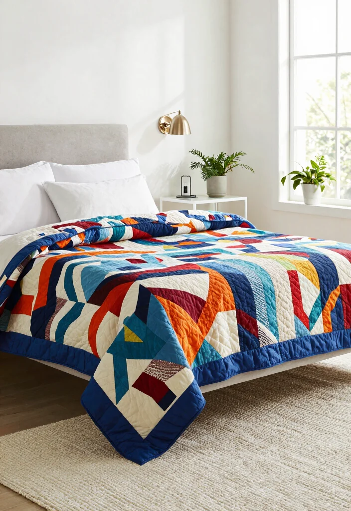 14 Rail Fence Quilt Ideas With Rustic Pattern Charm 3 14 Rail Fence Quilt Ideas With Rustic Pattern Charm - 3. Modern Twist with Geometric Prints 1