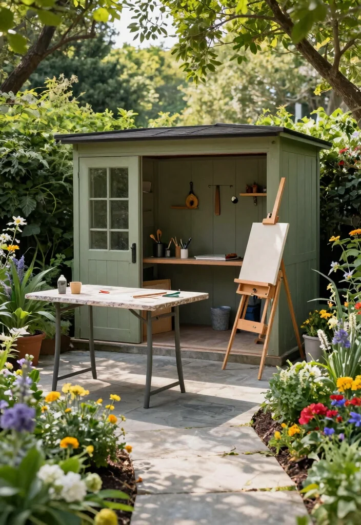 15 Art Shed Ideas for Eco-Friendly Backyard Studios 13 15 Art Shed Ideas for Eco-Friendly Backyard Studios - 13. Art Shed with an Outdoor Studio 1