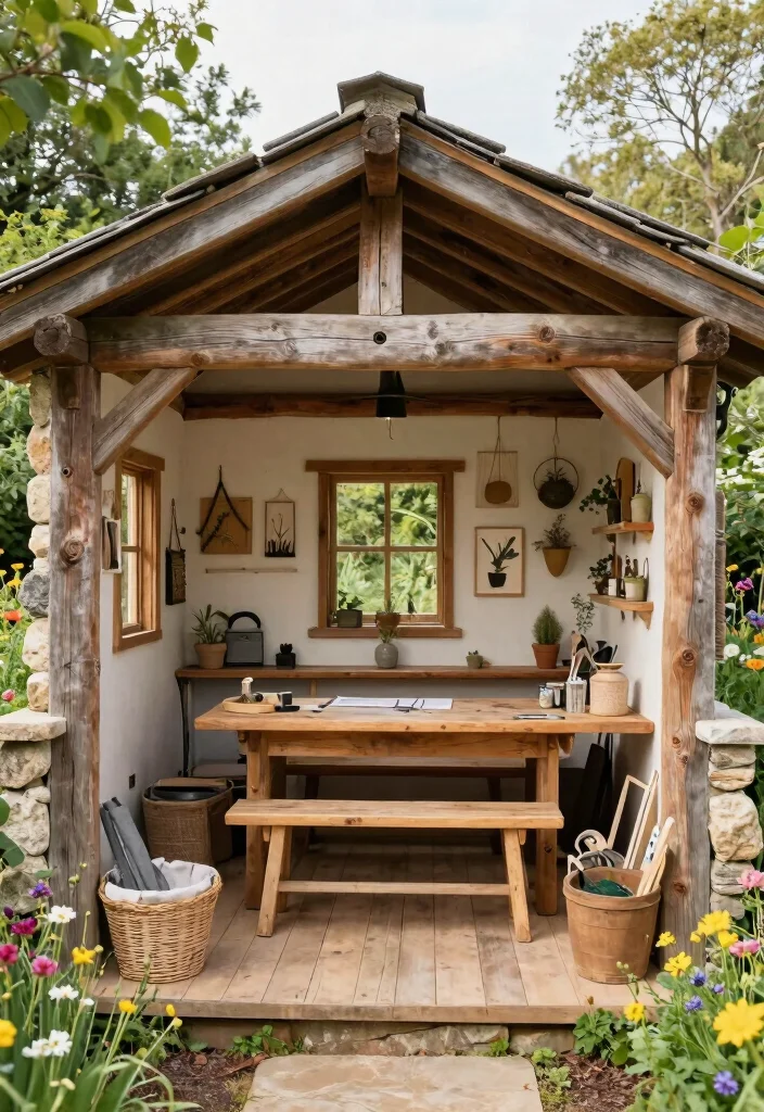 15 Art Shed Ideas for Eco-Friendly Backyard Studios 7 15 Art Shed Ideas for Eco-Friendly Backyard Studios - 7. Rustic Charm with Eco-Friendly Elements 1