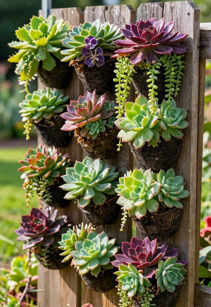 15 Border Gardens Along Fence Ideas With Lush Layers 1 15 Border Gardens Along Fence Ideas With Lush Layers - 1. Vertical Succulent Wall 1