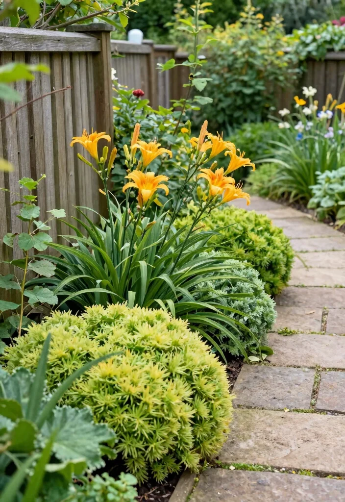 15 Border Gardens Along Fence Ideas With Lush Layers 10 15 Border Gardens Along Fence Ideas With Lush Layers - 10. Low Maintenance Perennials 1