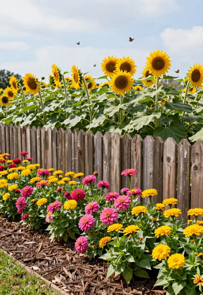 15 Border Gardens Along Fence Ideas With Lush Layers 2 15 Border Gardens Along Fence Ideas With Lush Layers - 2. Colorful Flower Beds 1