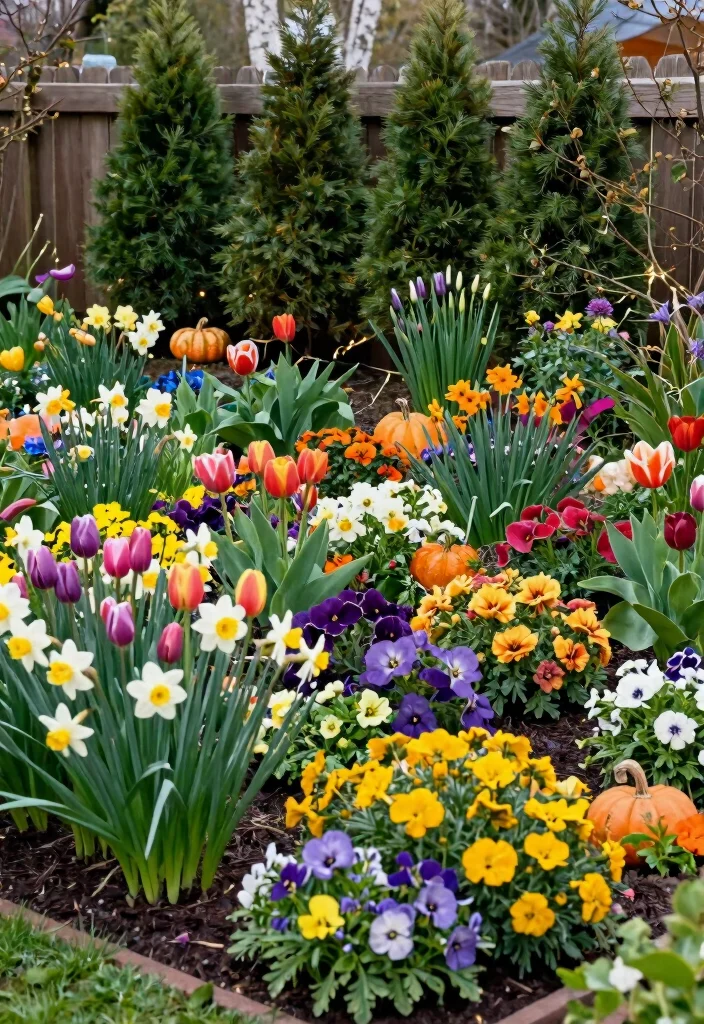 15 Border Gardens Along Fence Ideas With Lush Layers 9 15 Border Gardens Along Fence Ideas With Lush Layers - 9. Seasonal Displays 1