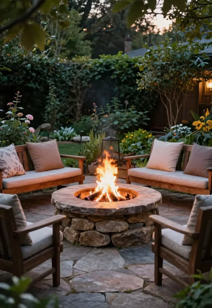 15 Deck Fire Pit Ideas That Feel Warm & Welcoming - 1. Round Stone Fire Pit 1