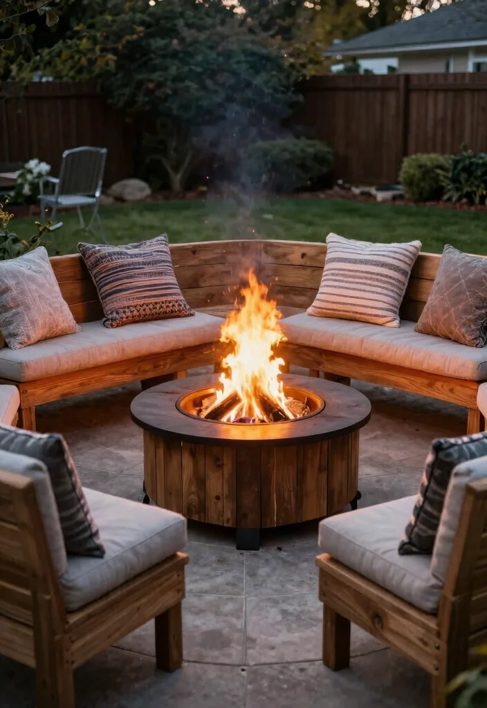 15 Deck Fire Pit Ideas That Feel Warm & Welcoming - 14. DIY Fire Pit with Seating 1