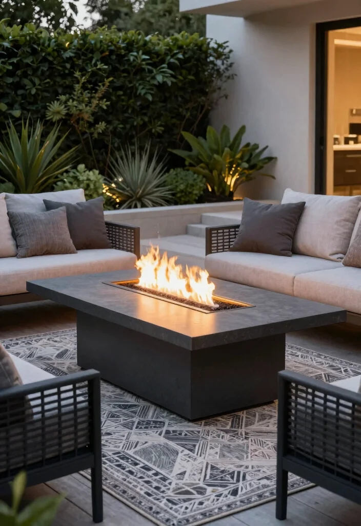 15 Deck Fire Pit Ideas That Feel Warm & Welcoming - 2. Elevated Fire Table 1