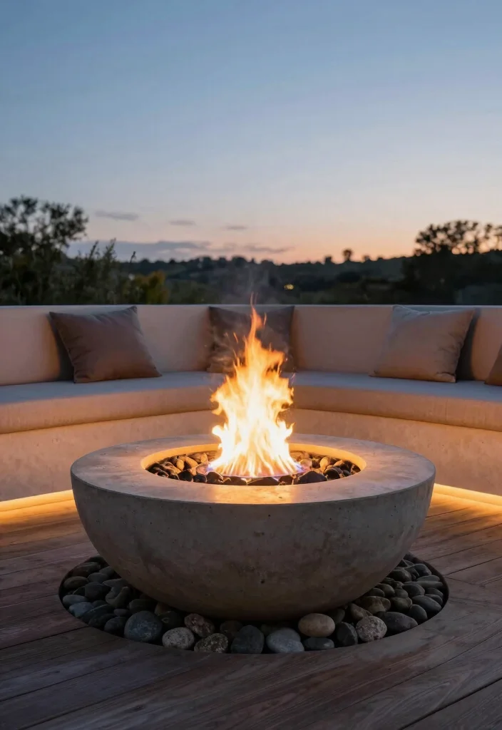 15 Deck Fire Pit Ideas That Feel Warm & Welcoming - 7. Concrete Fire Bowl 1