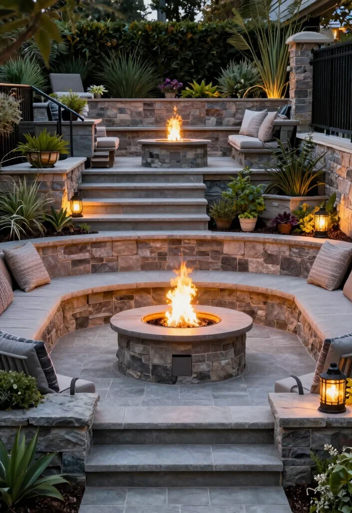 15 Deck Fire Pit Ideas That Feel Warm & Welcoming - 9. Multi-level Fire Pit Area 1