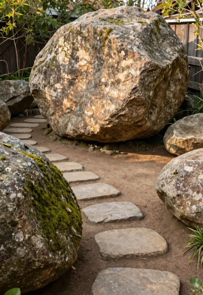 15 Dirt Backyard Ideas That Look Surprisingly Stylish - 12. Natural Stone Features 1