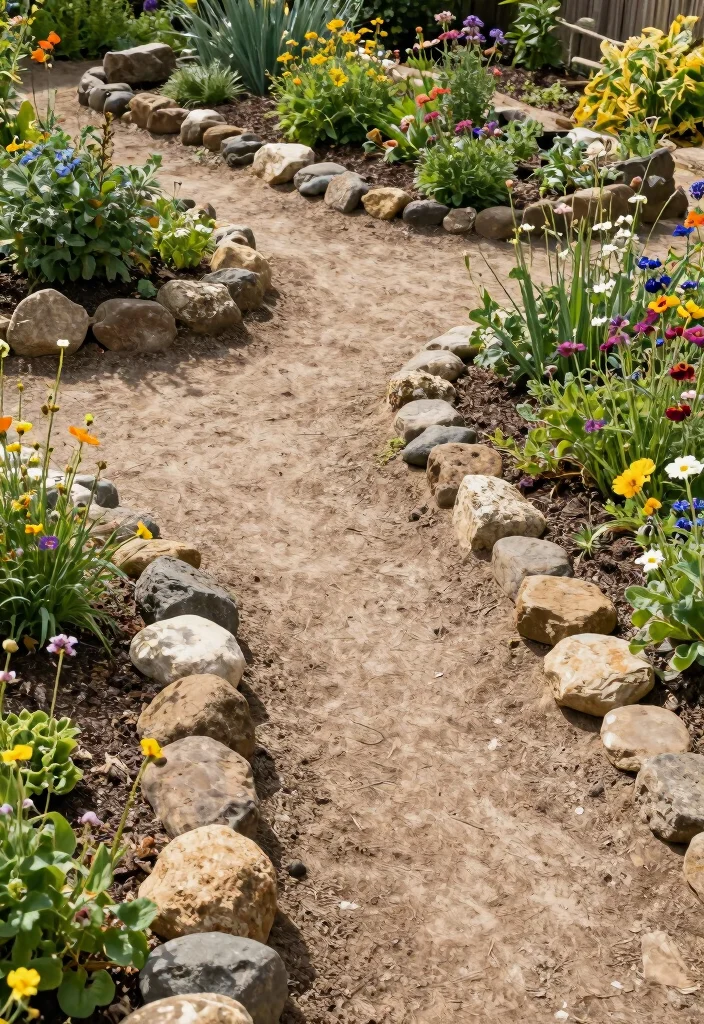 15 Dirt Backyard Ideas That Look Surprisingly Stylish - 9. Rustic Garden Borders 1