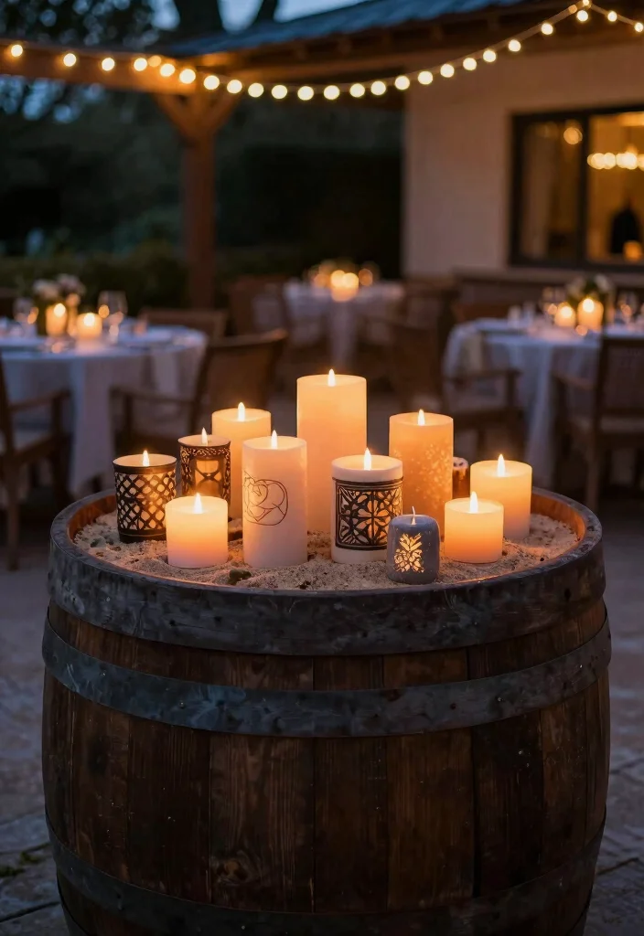 15 Half Barrel Planter Ideas With Rustic Charm 13 15 Half Barrel Planter Ideas With Rustic Charm - 13. Rustic Candle Holder 1