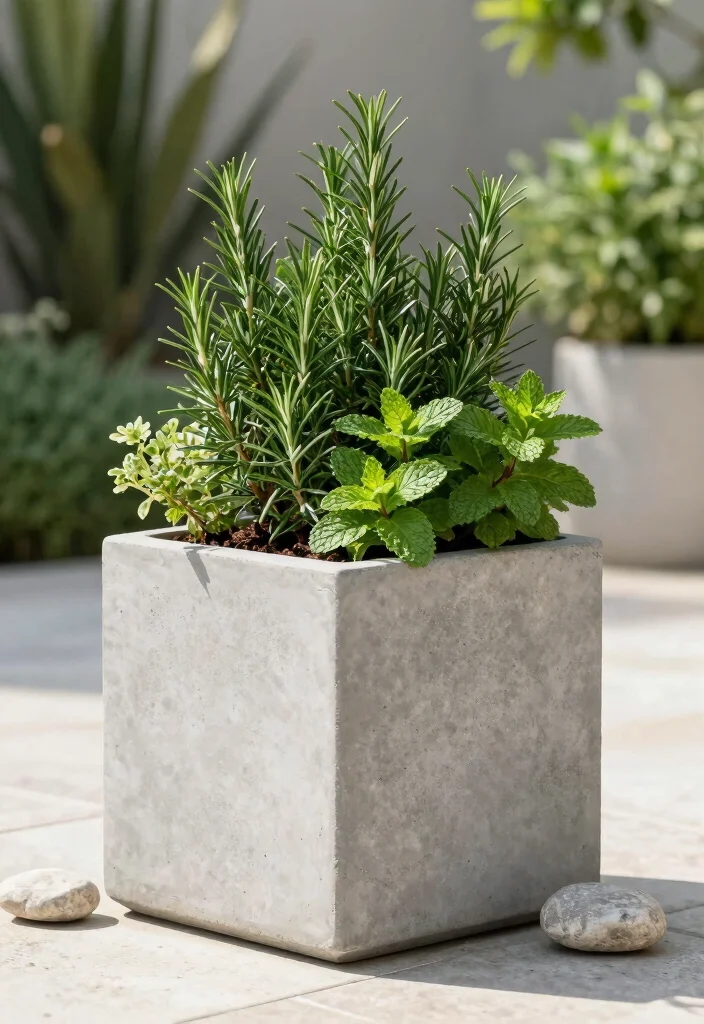 15 Mosquito Repelling Planter Ideas With Functional Beauty 13 15 Mosquito Repelling Planter Ideas With Functional Beauty - 13. Elegant Concrete Planter with Insect-Repelling Plants 1
