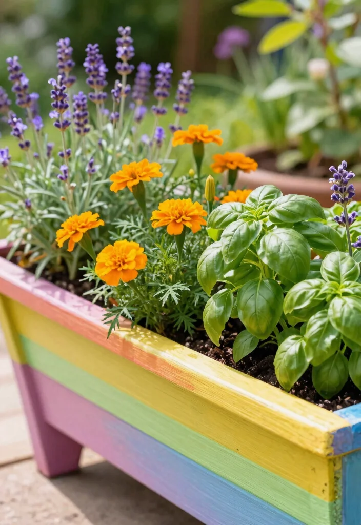15 Mosquito Repelling Planter Ideas With Functional Beauty 14 15 Mosquito Repelling Planter Ideas With Functional Beauty - 14. Colorful Trough Planter with Bug-Repelling Plants 1