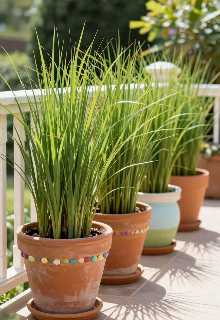 15 Mosquito Repelling Planter Ideas With Functional Beauty 4 15 Mosquito Repelling Planter Ideas With Functional Beauty - 4. Decorative Terracotta Pots with Citronella Grass 1