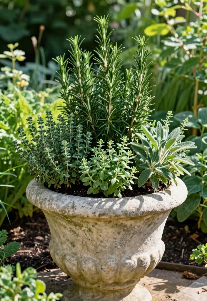 15 Mosquito Repelling Planter Ideas With Functional Beauty 6 15 Mosquito Repelling Planter Ideas With Functional Beauty - 6. Stone Planter with Rosemary, Thyme, and Sage 1