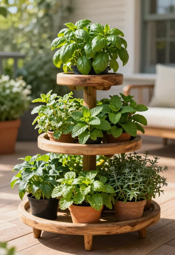15 Mosquito Repelling Planter Ideas With Functional Beauty 9 15 Mosquito Repelling Planter Ideas With Functional Beauty - 9. Multi-tiered Plant Stand with Insect-Repelling Herbs 1