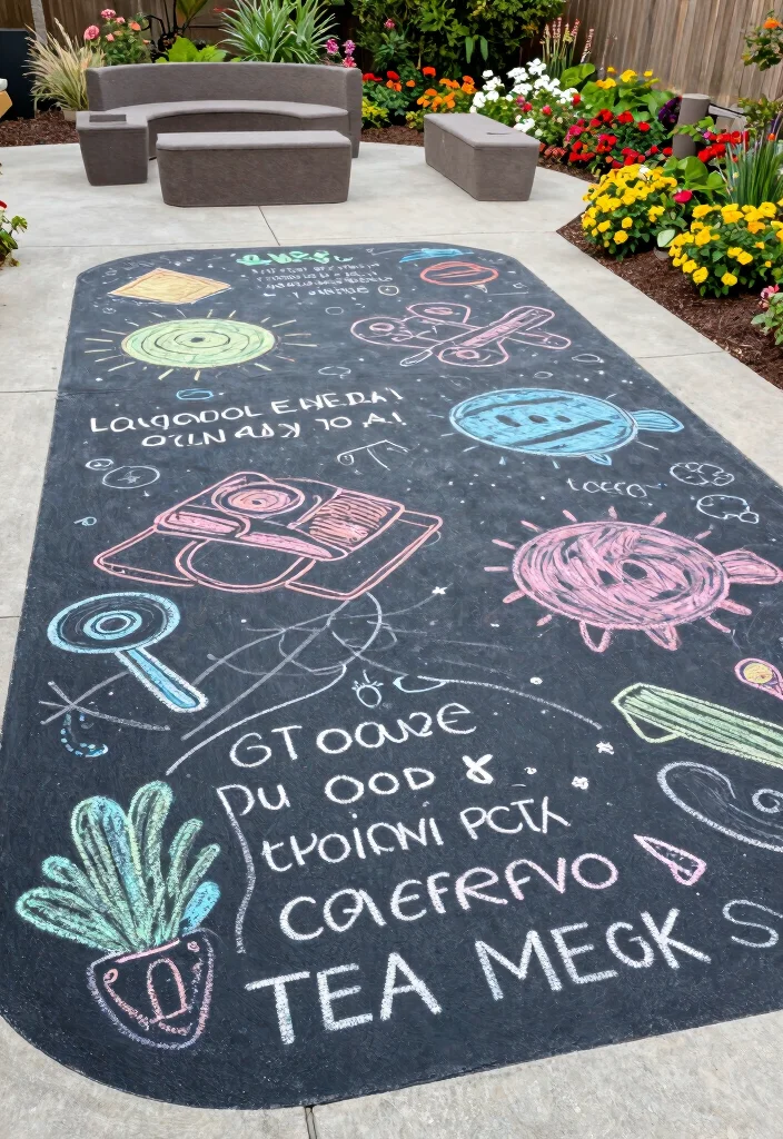 15 Painting Concrete Patio Ideas That Refresh Your Space - 13. Interactive Chalkboard 1