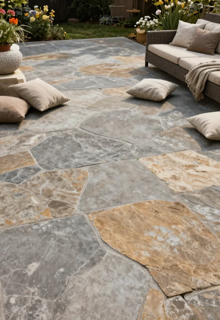 15 Painting Concrete Patio Ideas That Refresh Your Space - 3. Natural Stone Finish 1