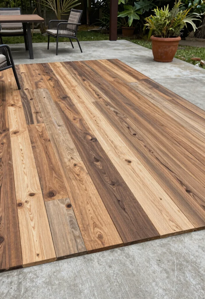 15 Painting Concrete Patio Ideas That Refresh Your Space - 6. Rustic Farmhouse Vibes 1