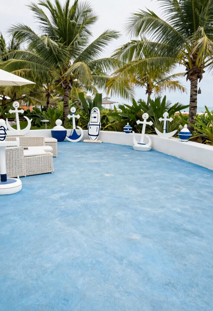 15 Painting Concrete Patio Ideas That Refresh Your Space - 7. Sea-Inspired Blues 1