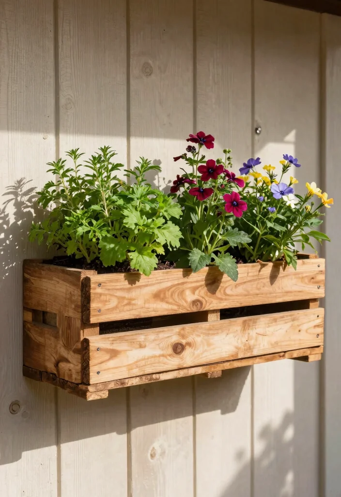 15 Planter on Wall Ideas With Modern Vertical Style - 11. Rustic Pallet Planters 1