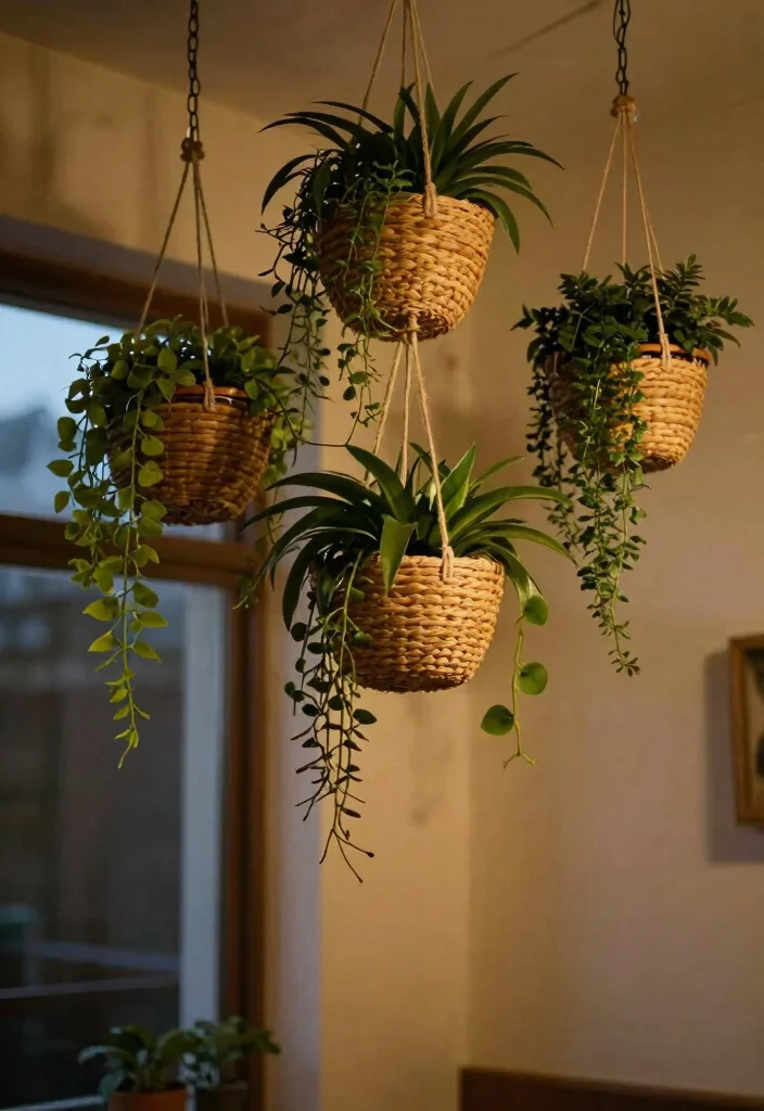 15 Planter on Wall Ideas With Modern Vertical Style - 3. Hanging Planter Baskets 1