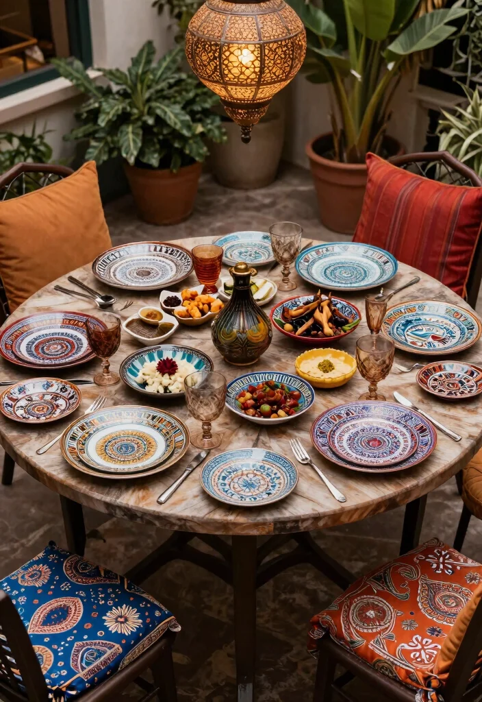 15 Round Patio Table Ideas That Feel Intimate & Stylish 13 15 Round Patio Table Ideas That Feel Intimate & Stylish - 13. Cultural Fusion 1