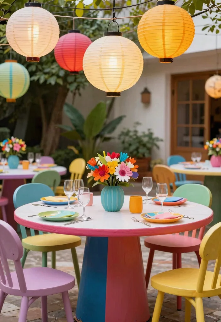 15 Round Patio Table Ideas That Feel Intimate & Stylish 15 15 Round Patio Table Ideas That Feel Intimate & Stylish - 15. Whimsical Wonderland 1