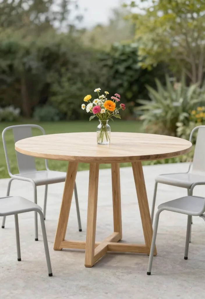 15 Round Patio Table Ideas That Feel Intimate & Stylish 2 15 Round Patio Table Ideas That Feel Intimate & Stylish - 2. Minimalist Charm 1