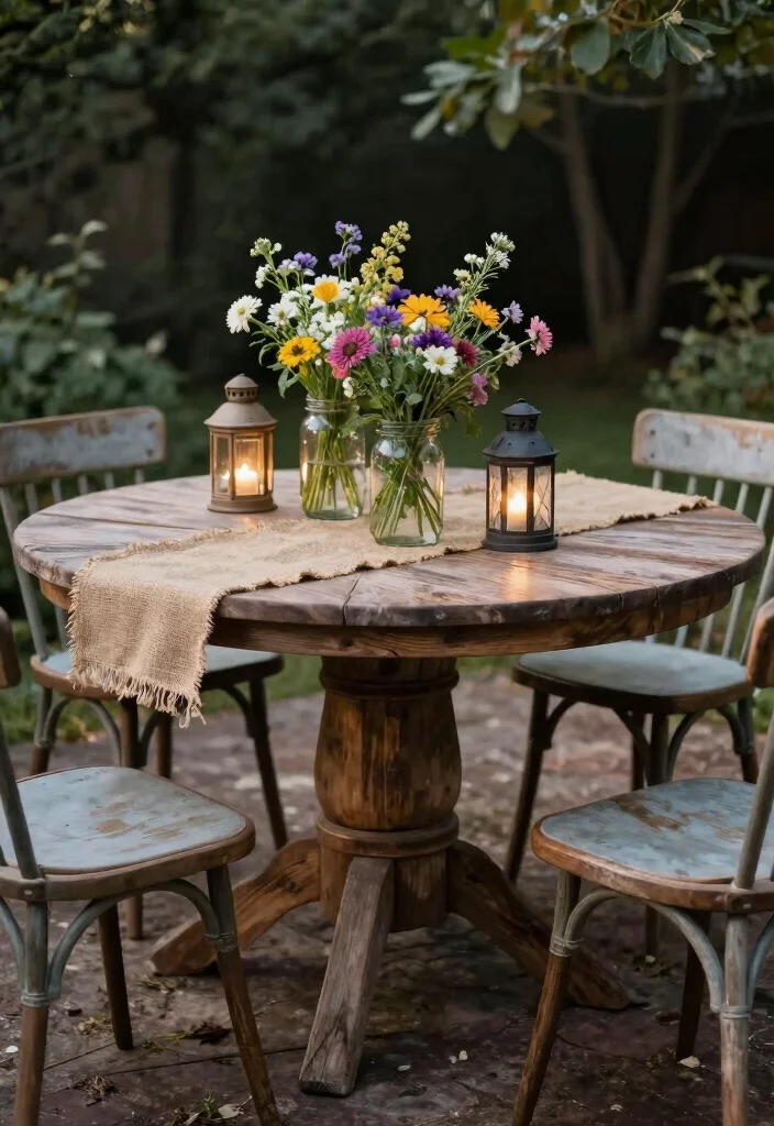15 Round Patio Table Ideas That Feel Intimate & Stylish 3 15 Round Patio Table Ideas That Feel Intimate & Stylish - 3. Rustic Retreat 1