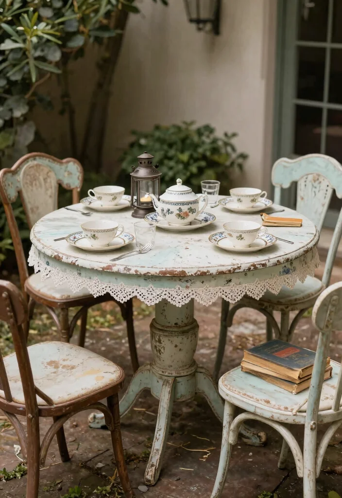 15 Round Patio Table Ideas That Feel Intimate & Stylish 8 15 Round Patio Table Ideas That Feel Intimate & Stylish - 8. Vintage Elegance 1