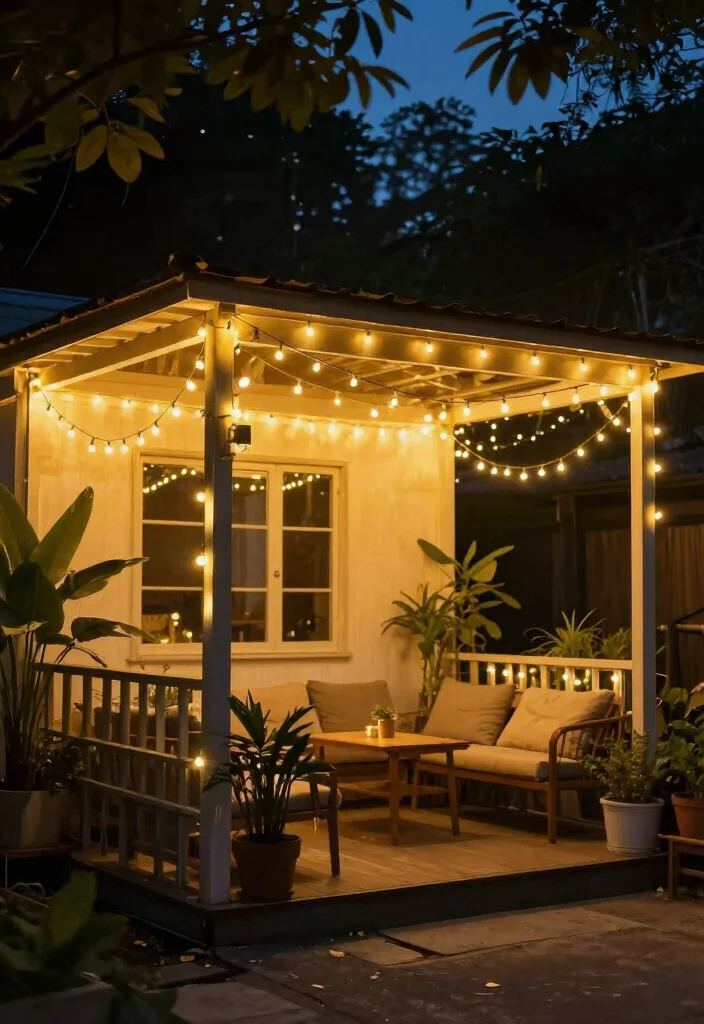 15 Small Side Porch Ideas That Make the Most of Narrow Spaces 6 15 Small Side Porch Ideas That Make the Most of Narrow Spaces - 6. String Lights 1