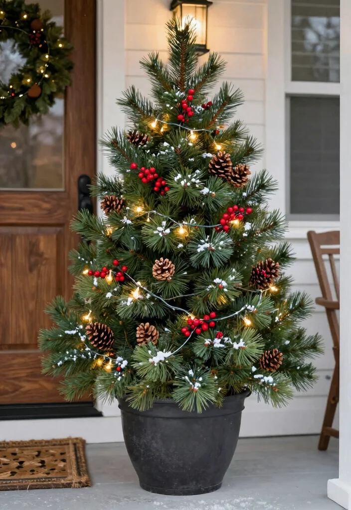 15 Winter Porch Pots Ideas With Seasonal Charm 1 15 Winter Porch Pots Ideas With Seasonal Charm - 1. Classic Evergreen Elegance 1