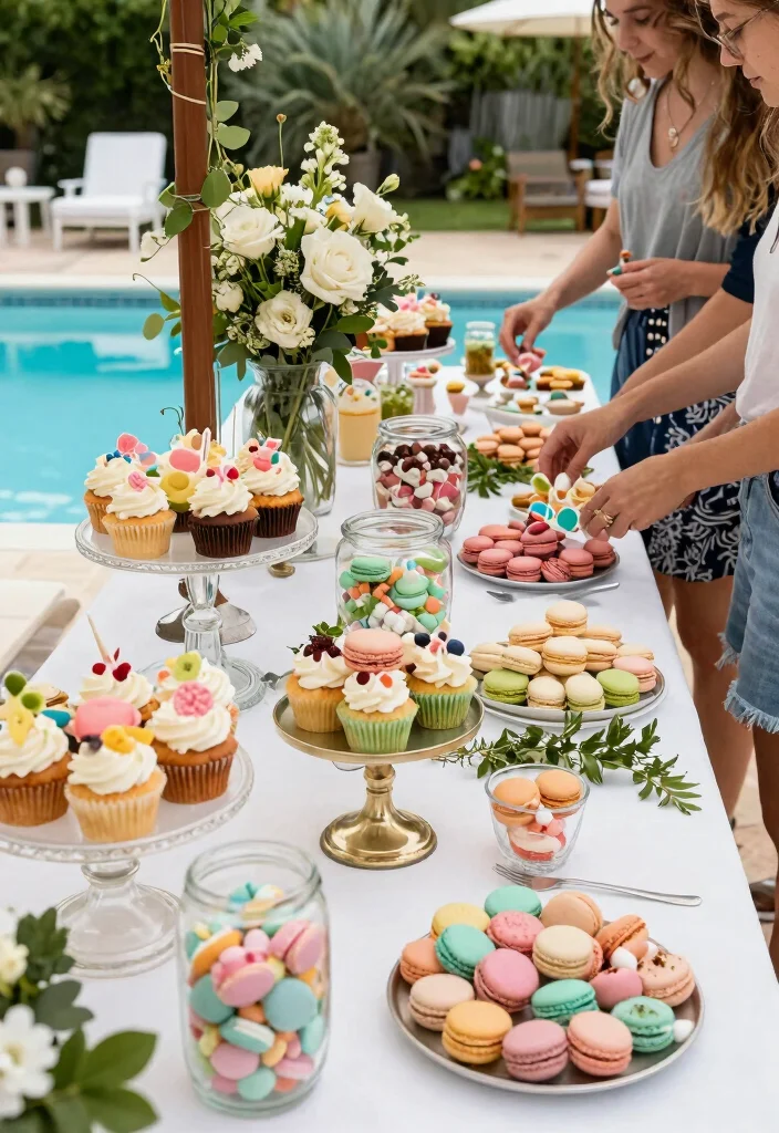 16 Backyard Wedding Pool Ideas With Dreamy Ambience 11 16 Backyard Wedding Pool Ideas With Dreamy Ambience - 11. Sweet Treat Station 1