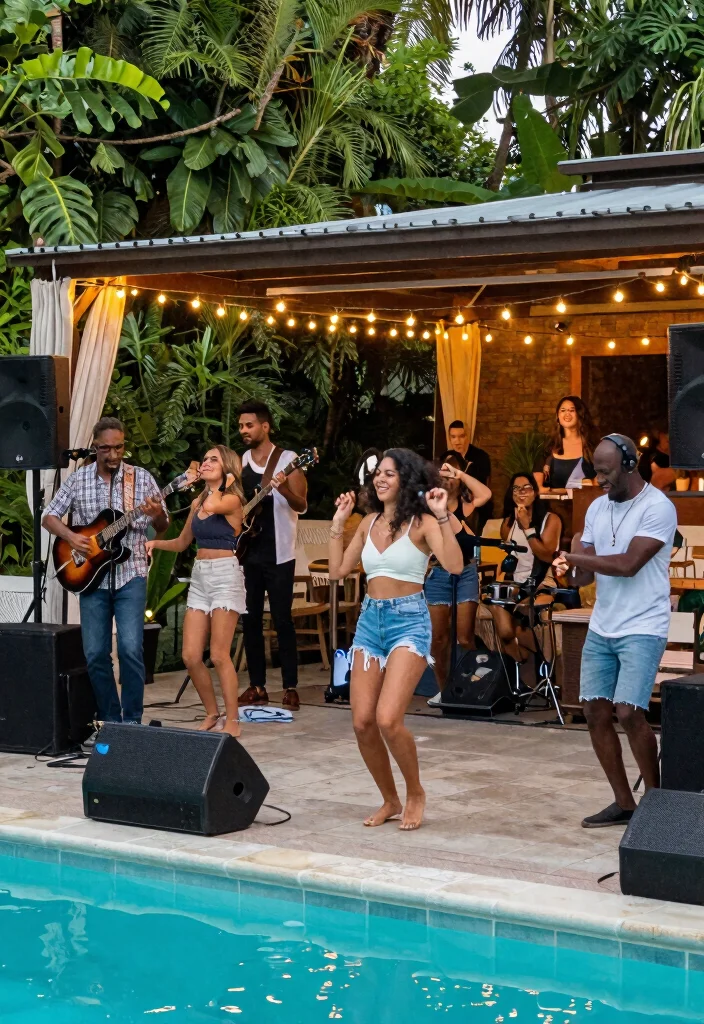 16 Backyard Wedding Pool Ideas With Dreamy Ambience 13 16 Backyard Wedding Pool Ideas With Dreamy Ambience - 13. Outdoor Lounge Music 1