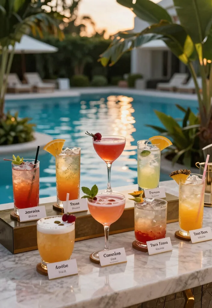 16 Backyard Wedding Pool Ideas With Dreamy Ambience 14 16 Backyard Wedding Pool Ideas With Dreamy Ambience - 14. Signature Cocktails 1