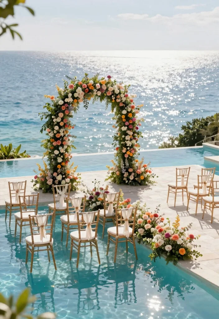 16 Backyard Wedding Pool Ideas With Dreamy Ambience 5 16 Backyard Wedding Pool Ideas With Dreamy Ambience - 5. Poolside Ceremony 1