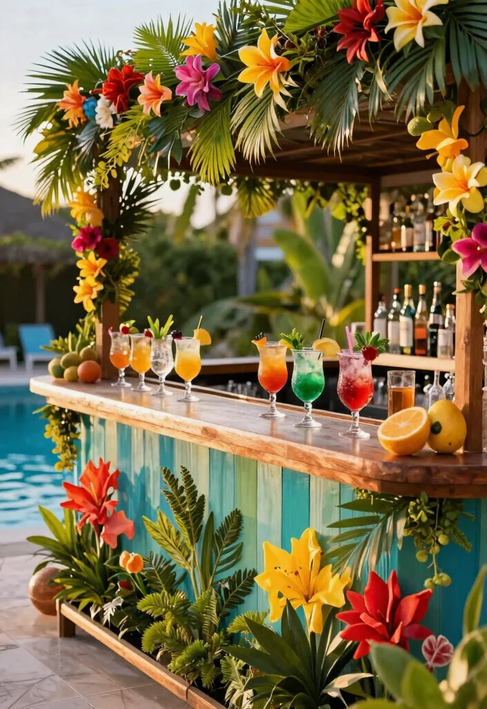 16 Backyard Wedding Pool Ideas With Dreamy Ambience 8 16 Backyard Wedding Pool Ideas With Dreamy Ambience - 8. Themed Bar Area 1