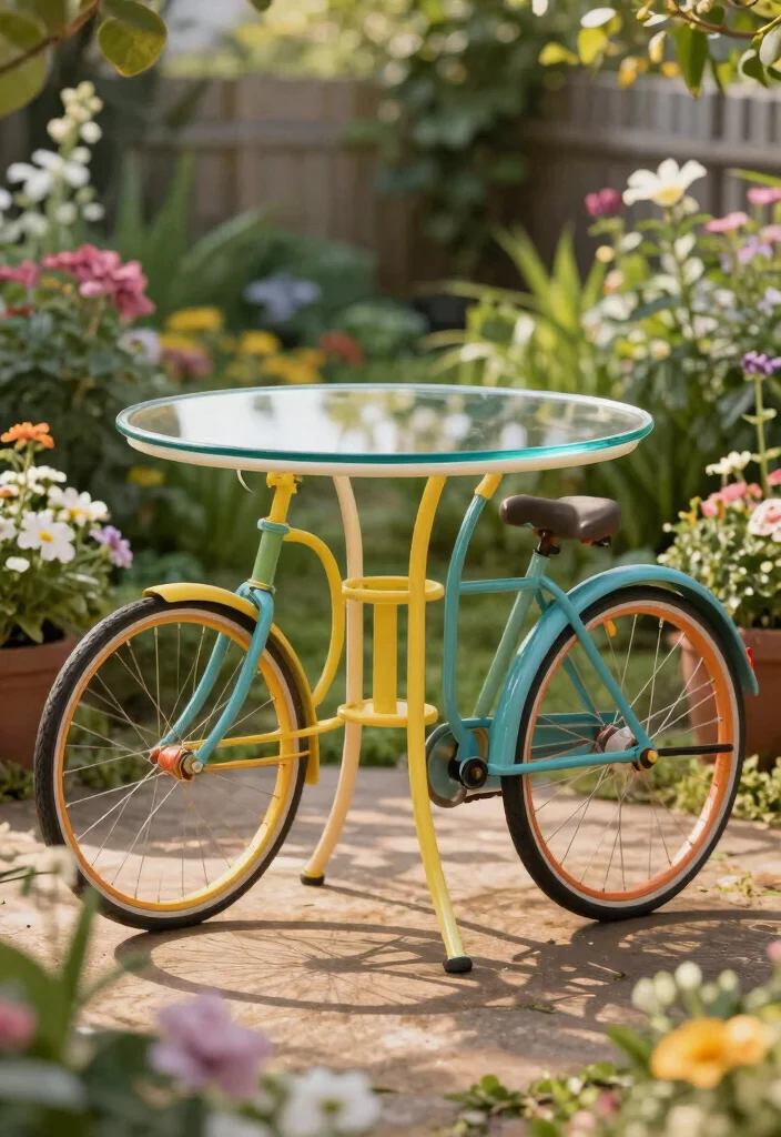 16 Bicycle Planter Ideas With Whimsical Flair 13 16 Bicycle Planter Ideas With Whimsical Flair - 13. Upcycled Bicycle Furniture 1