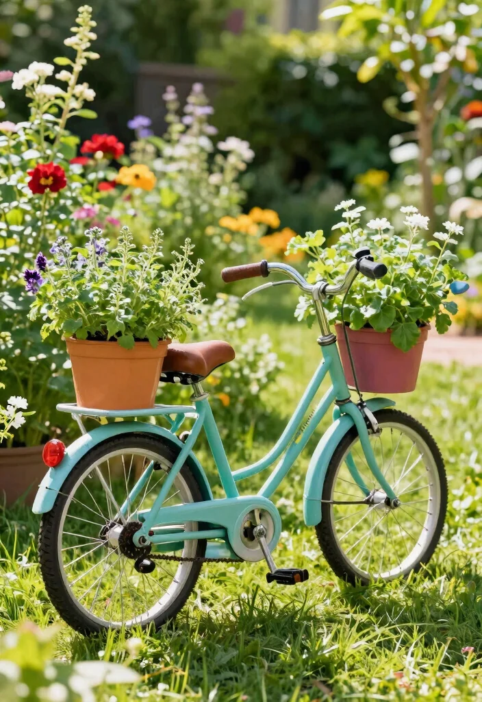 16 Bicycle Planter Ideas With Whimsical Flair 3 16 Bicycle Planter Ideas With Whimsical Flair - 3. Whimsical Bicycle Herb Garden 1