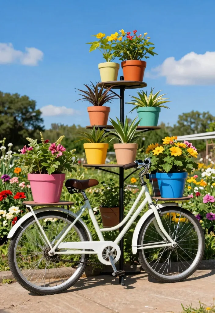 16 Bicycle Planter Ideas With Whimsical Flair 5 16 Bicycle Planter Ideas With Whimsical Flair - 5. Bicycle Plant Stand 1