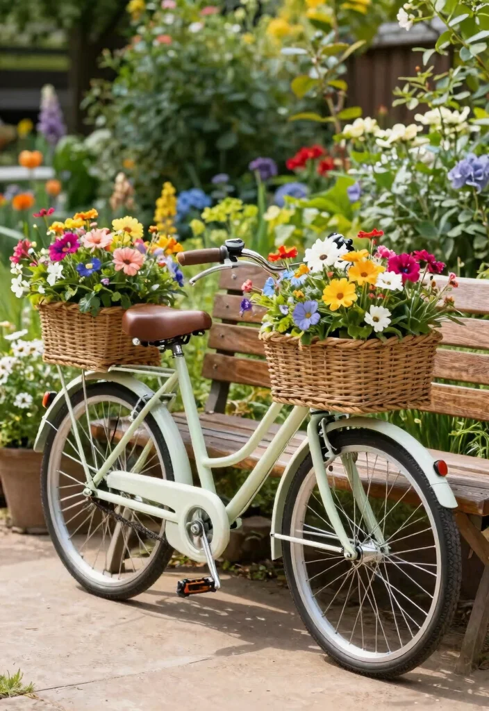 16 Bicycle Planter Ideas With Whimsical Flair 8 16 Bicycle Planter Ideas With Whimsical Flair - 8. Bicycle Bench Planter 1