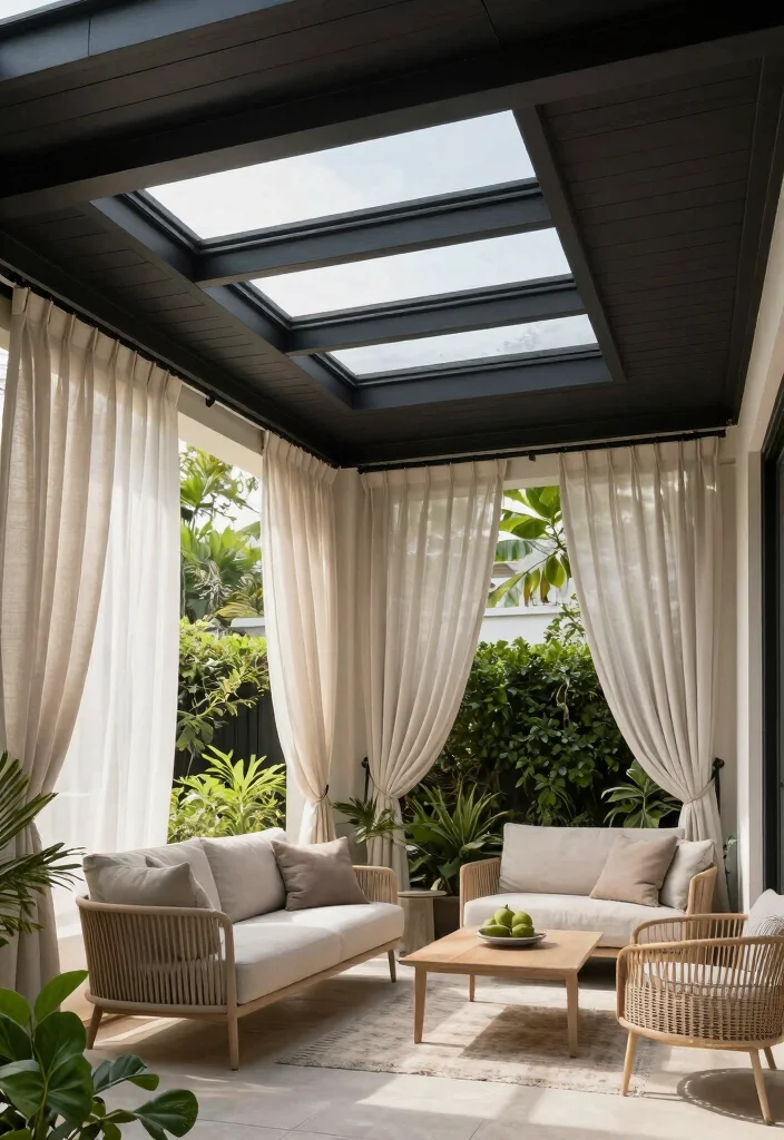 16 Black Porch Ceiling Ideas With Bold Modern Contrast - 11. Black Ceiling with Skylights 1