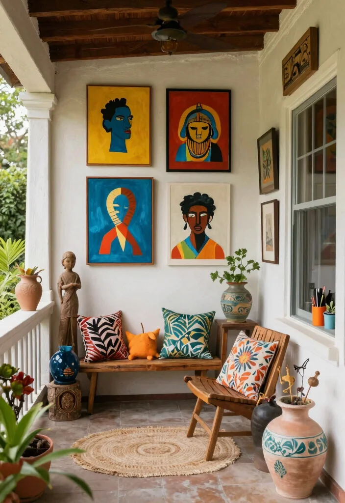 16 Closed in Porch Ideas That Feel Warm Year Round 14 16 Closed in Porch Ideas That Feel Warm Year Round - 14. Artistic Touches 1