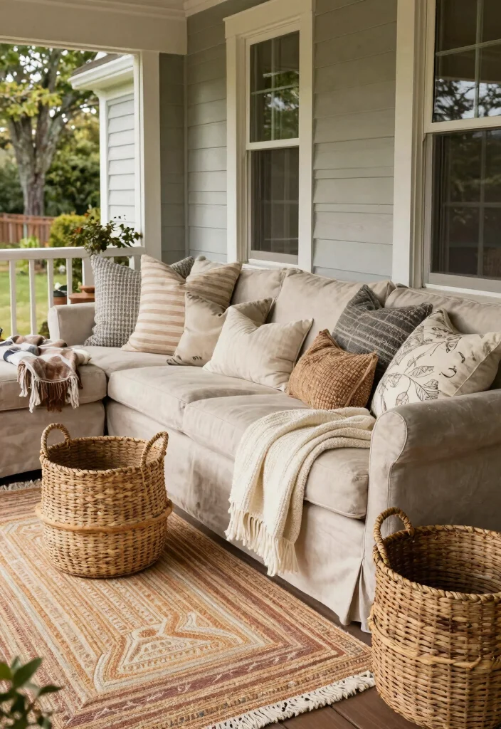 16 Closed in Porch Ideas That Feel Warm Year Round 7 16 Closed in Porch Ideas That Feel Warm Year Round - 7. Textural Layers 1