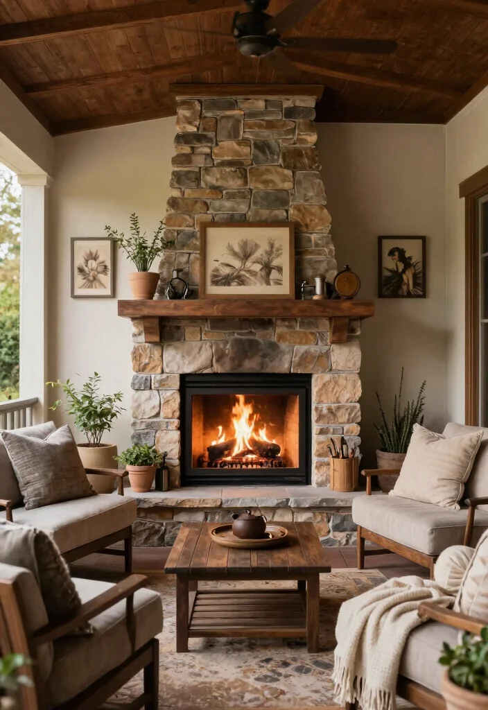 16 Closed in Porch Ideas That Feel Warm Year Round 8 16 Closed in Porch Ideas That Feel Warm Year Round - 8. Cozy Fireplace Features 1