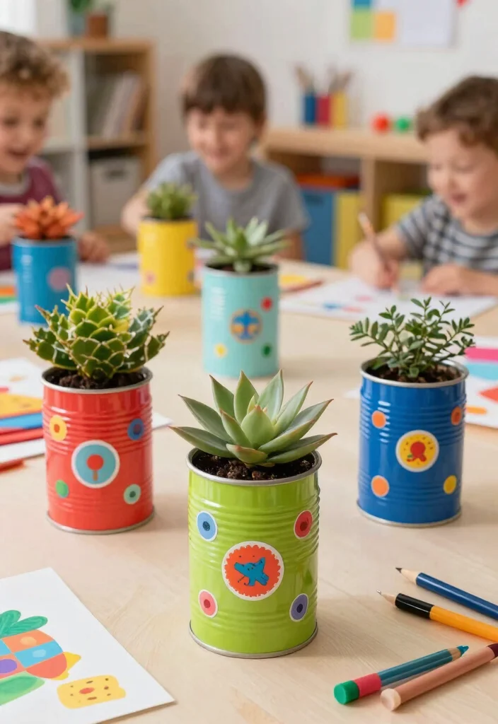 16 Coffee Can Planter Ideas With Creative DIY Touch 11 16 Coffee Can Planter Ideas With Creative DIY Touch - 11. Kids' Art Projects 1