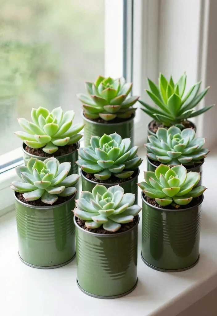 16 Coffee Can Planter Ideas With Creative DIY Touch 13 16 Coffee Can Planter Ideas With Creative DIY Touch - 13. Succulent Display 1