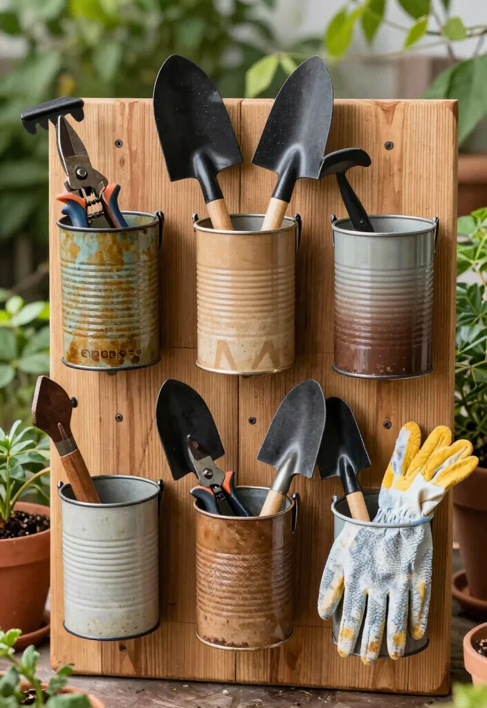 16 Coffee Can Planter Ideas With Creative DIY Touch 6 16 Coffee Can Planter Ideas With Creative DIY Touch - 6. Garden Tool Storage 1